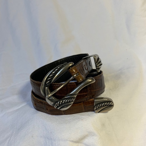 VICENZA Sport tan croc embossed leather belt 28 main image 10